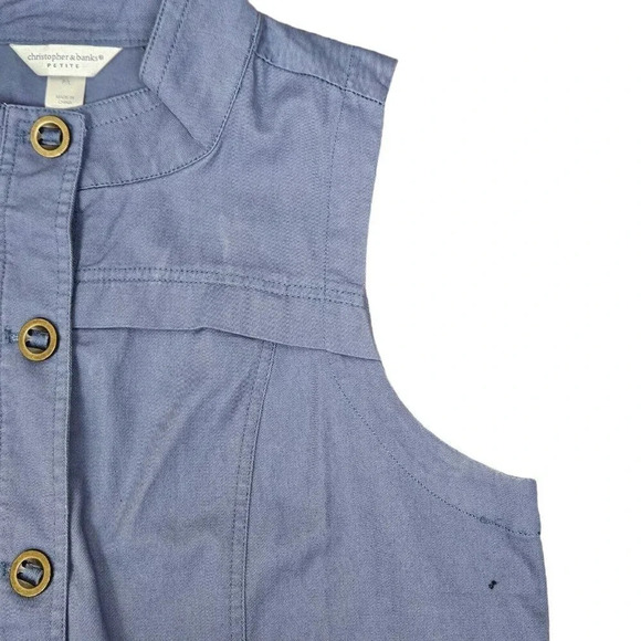 Christopher and Banks Sleeveless Button Up Utility Vest Size Large Petite - Picture 2 of 10